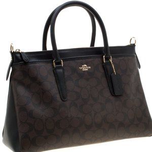 COACH Black/Brown Signature Coated Canvas Morgan Tote